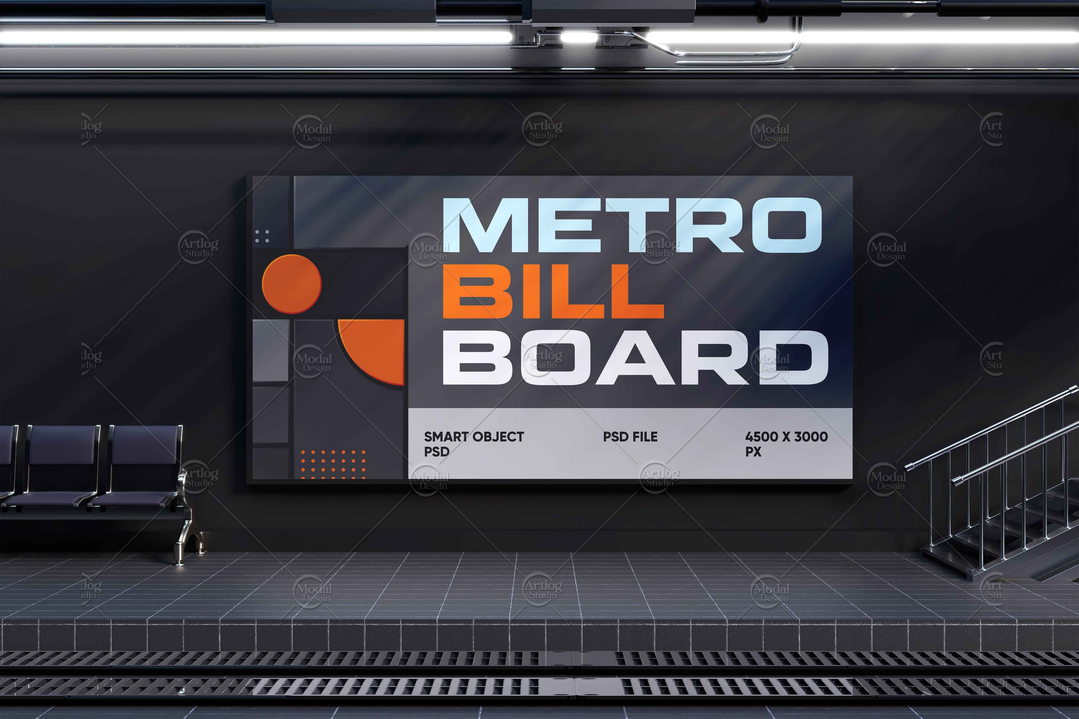 Metro Station Billboard Mockup